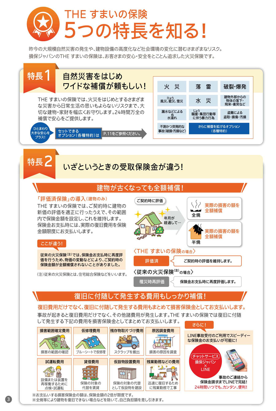 損保ジャパン火災保険・THEすまいの火災保険補償案内